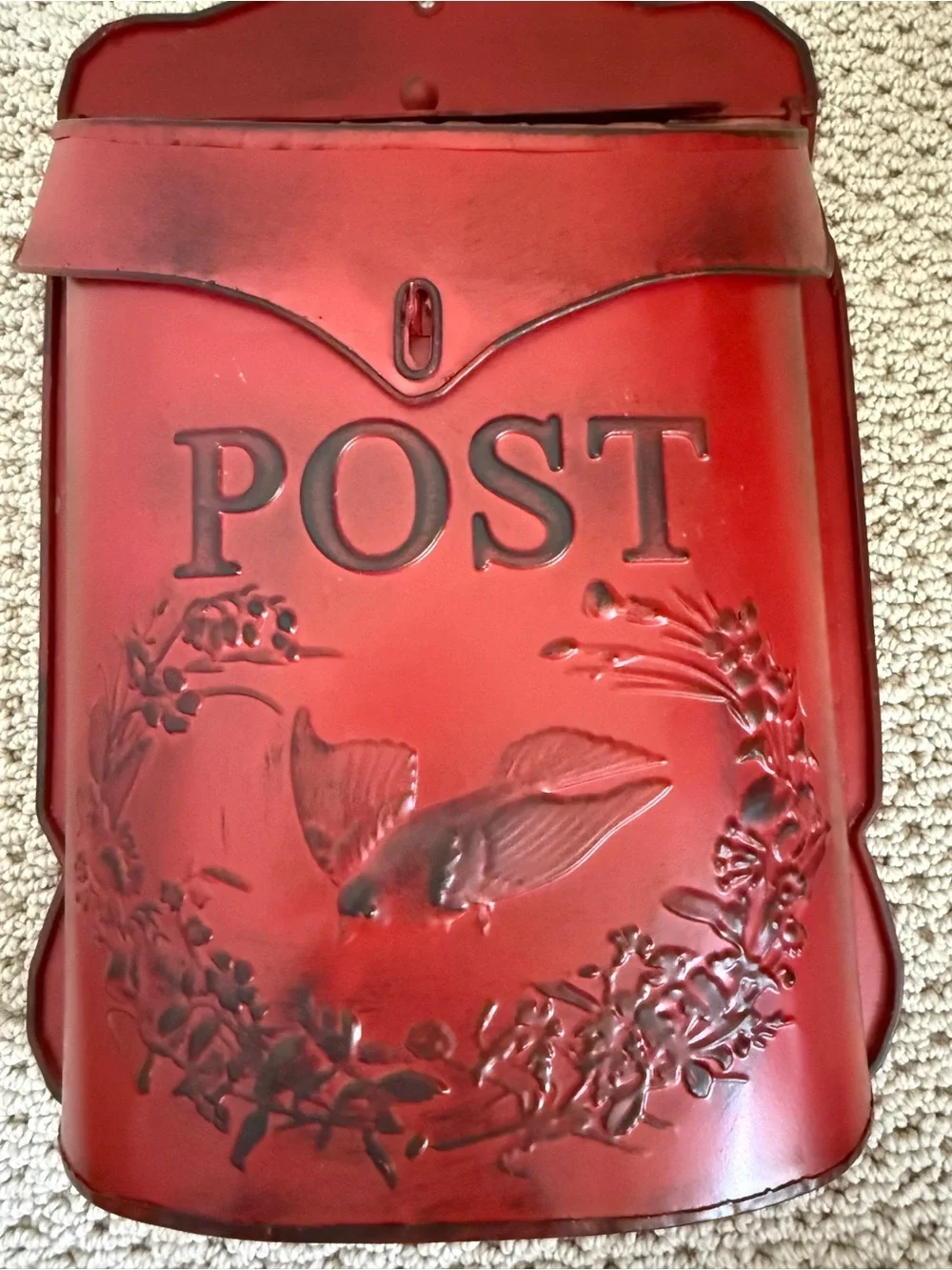 Red Vintage-Style Wall Mailbox - 